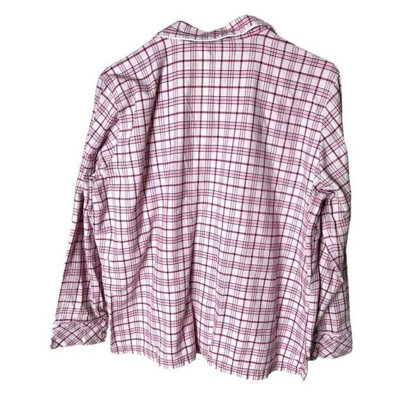 Eddie Bauer Pink Plaid Button Up Sleep Top - Size Petite L - Picture 2 of 6